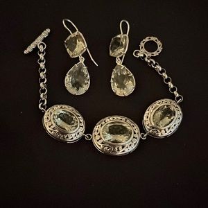 Prasiolite(green amethyst) earrings and bracelet all 9.25 sterling silver